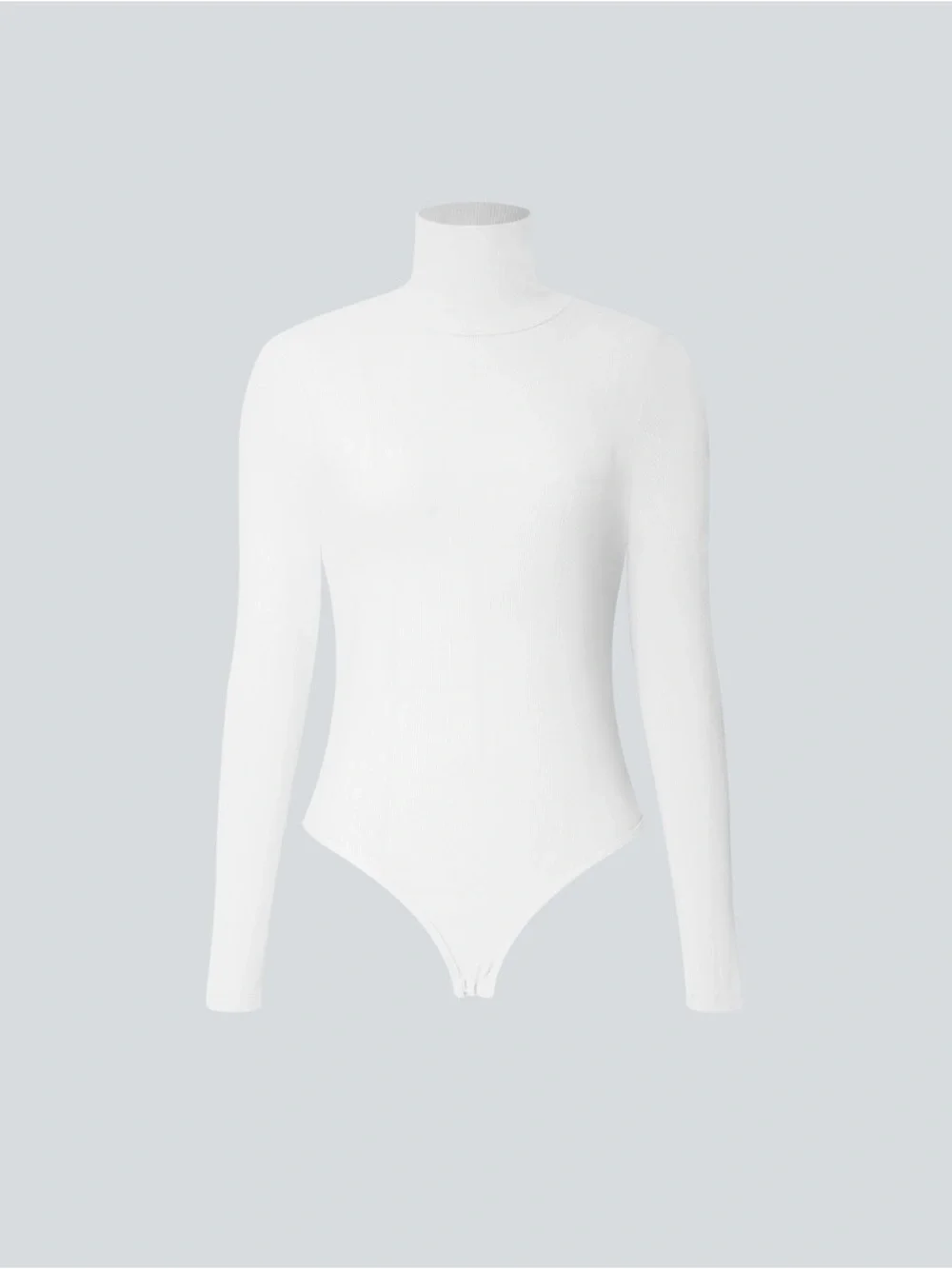 Halara Ribbed Knit High Neck Bodysuit XS White Long Sleeve Stretch Workwear - Picture 6 of 7